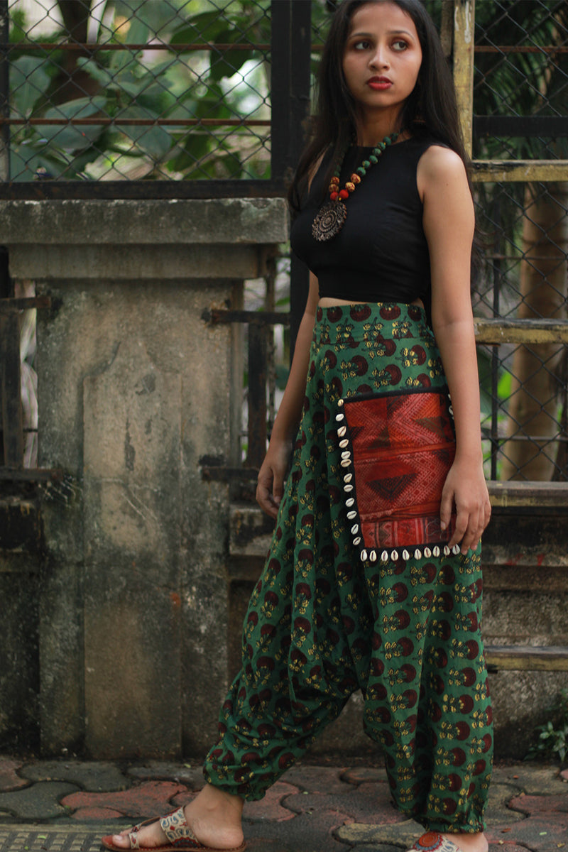 Wayfarer | Drop Crotch Pants | Fern Green Bagru
