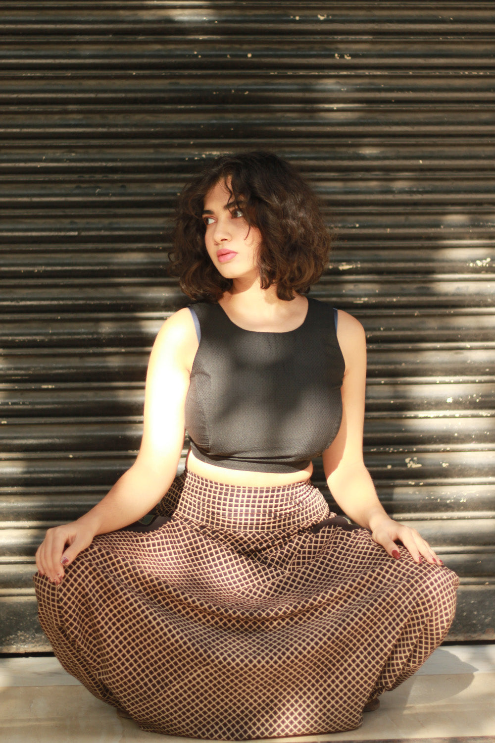 Dhaariyan | Wayfarer | Drop Crotch Pants | Noir Checks Ajrakh