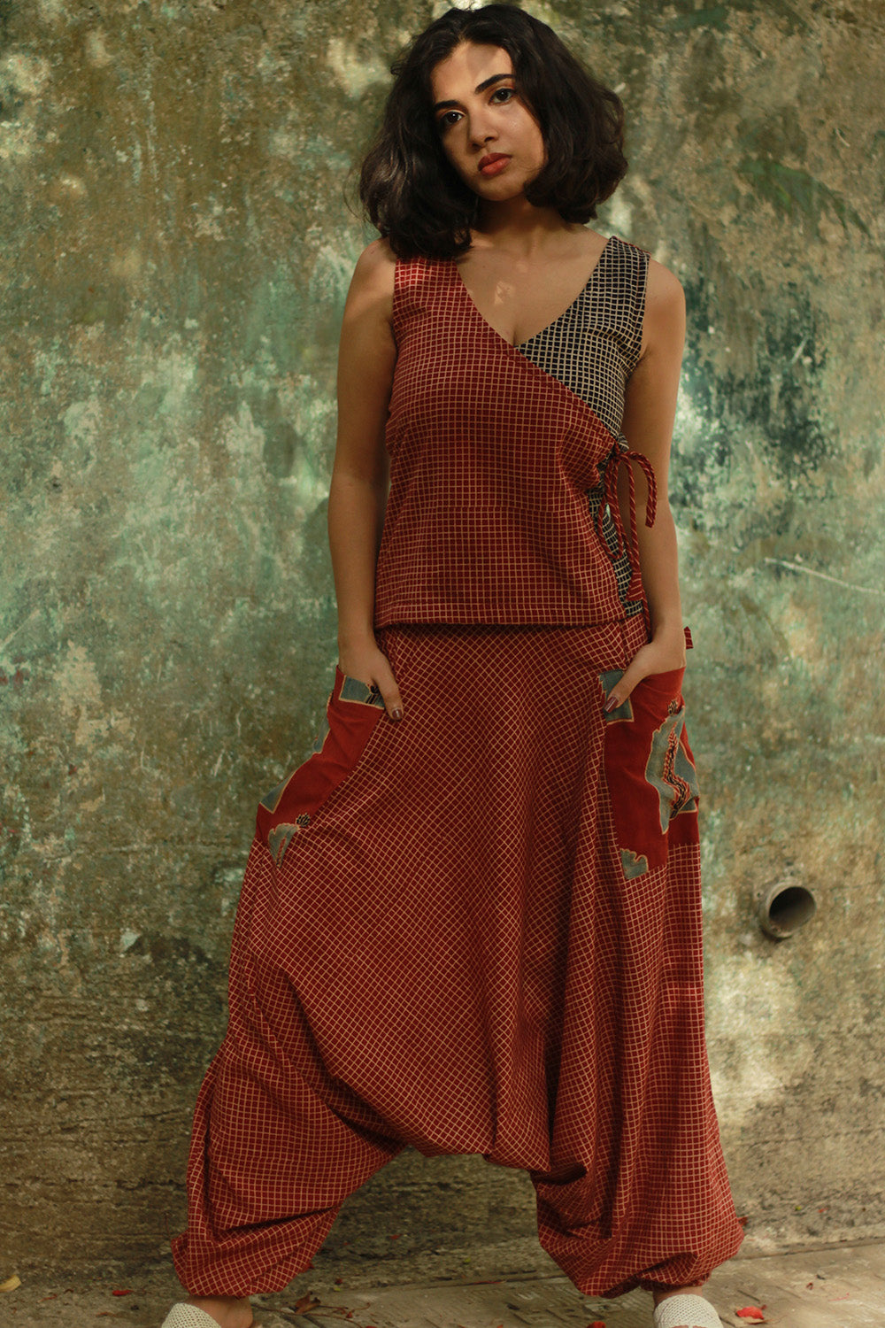 Dhaariyan | Wayfarer | Drop Crotch Pants | Madder Checks Ajrakh