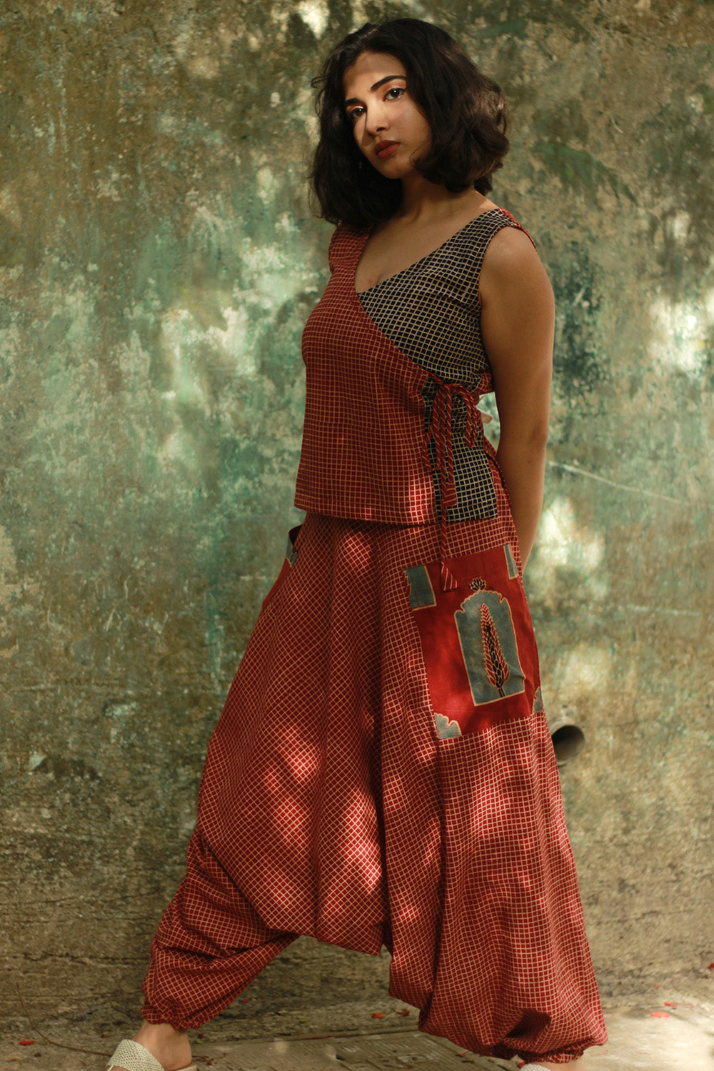 Dhaariyan | Wayfarer | Drop Crotch Pants | Madder Checks Ajrakh