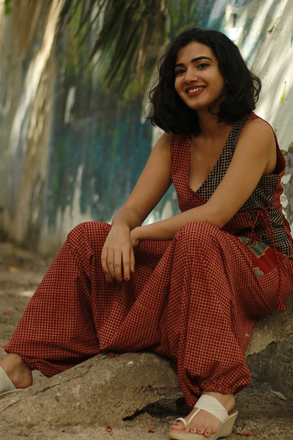 Dhaariyan | Wayfarer | Drop Crotch Pants | Madder Checks Ajrakh