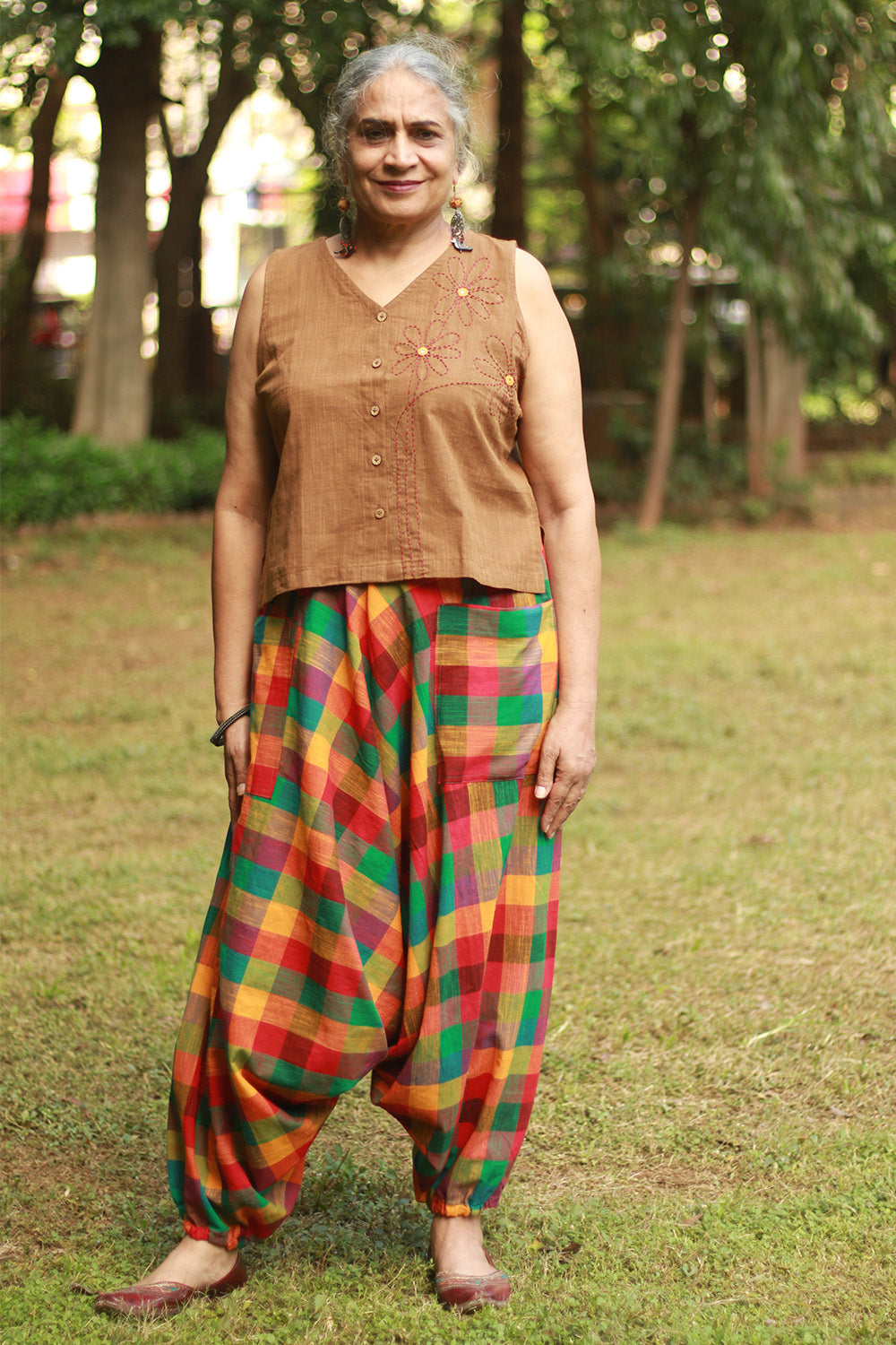 Wayfarer | Drop Crotch Unisex Pants | Yellow Madras Checks