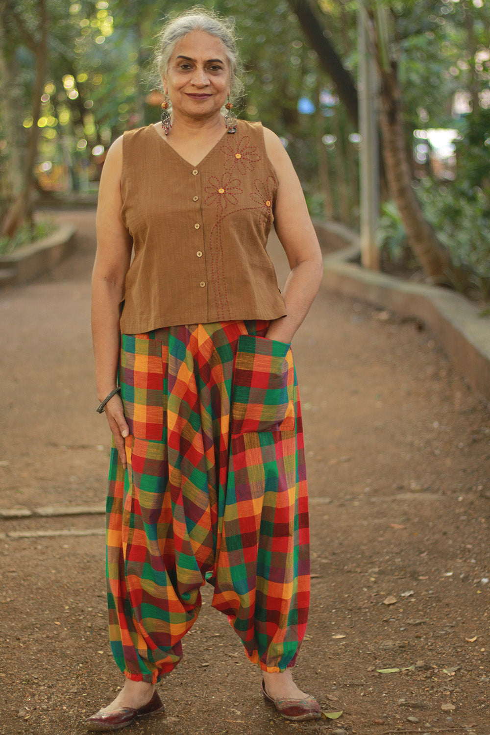 Wayfarer | Drop Crotch Unisex Pants | Yellow Madras Checks