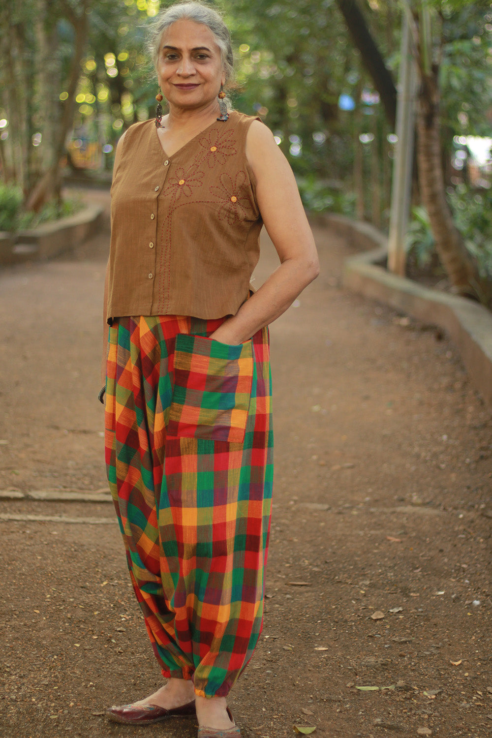 Wayfarer | Drop Crotch Unisex Pants | Yellow Madras Checks
