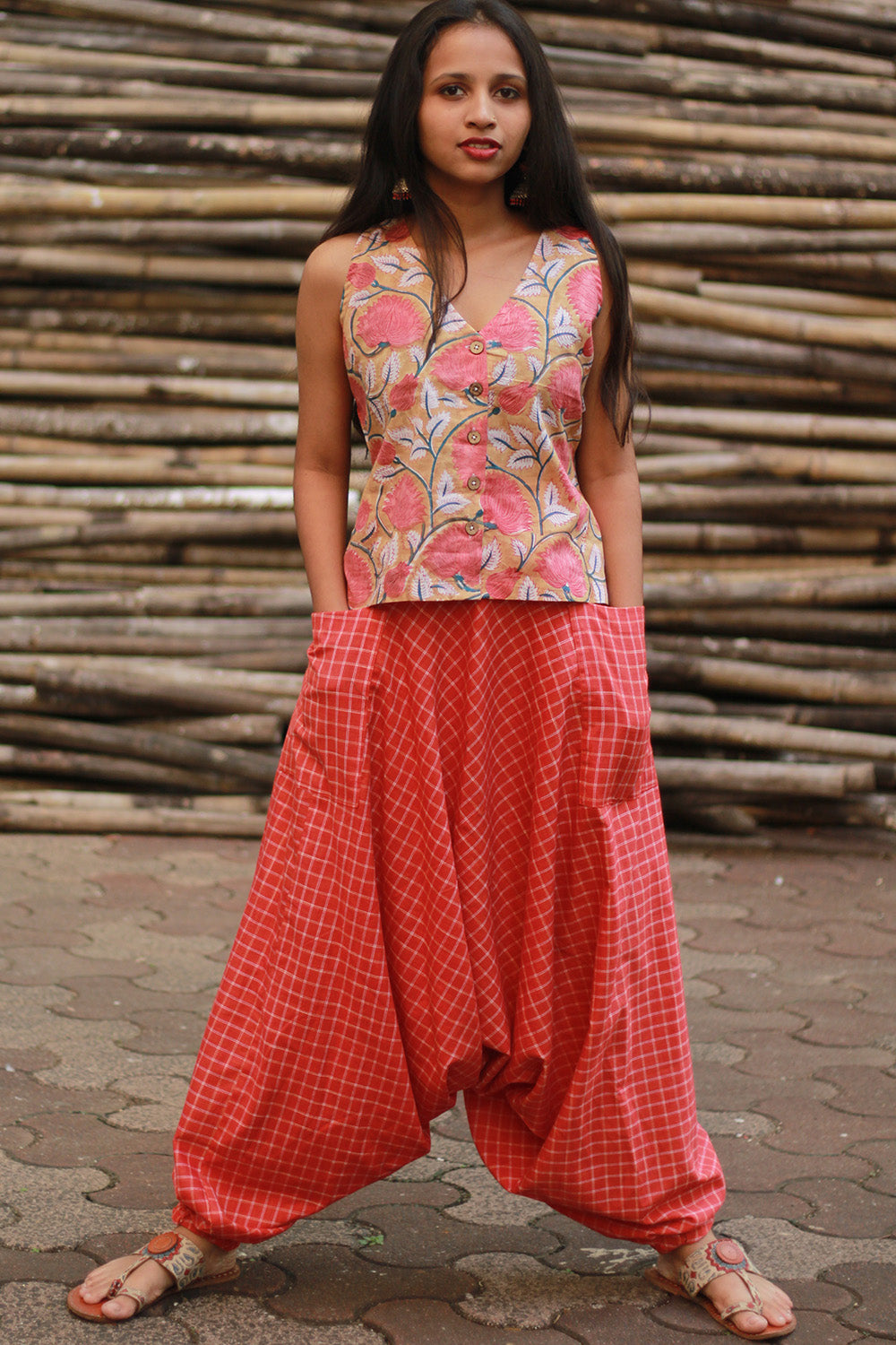 Wayfarer | Drop Crotch Unisex Pants | Rouge Checks