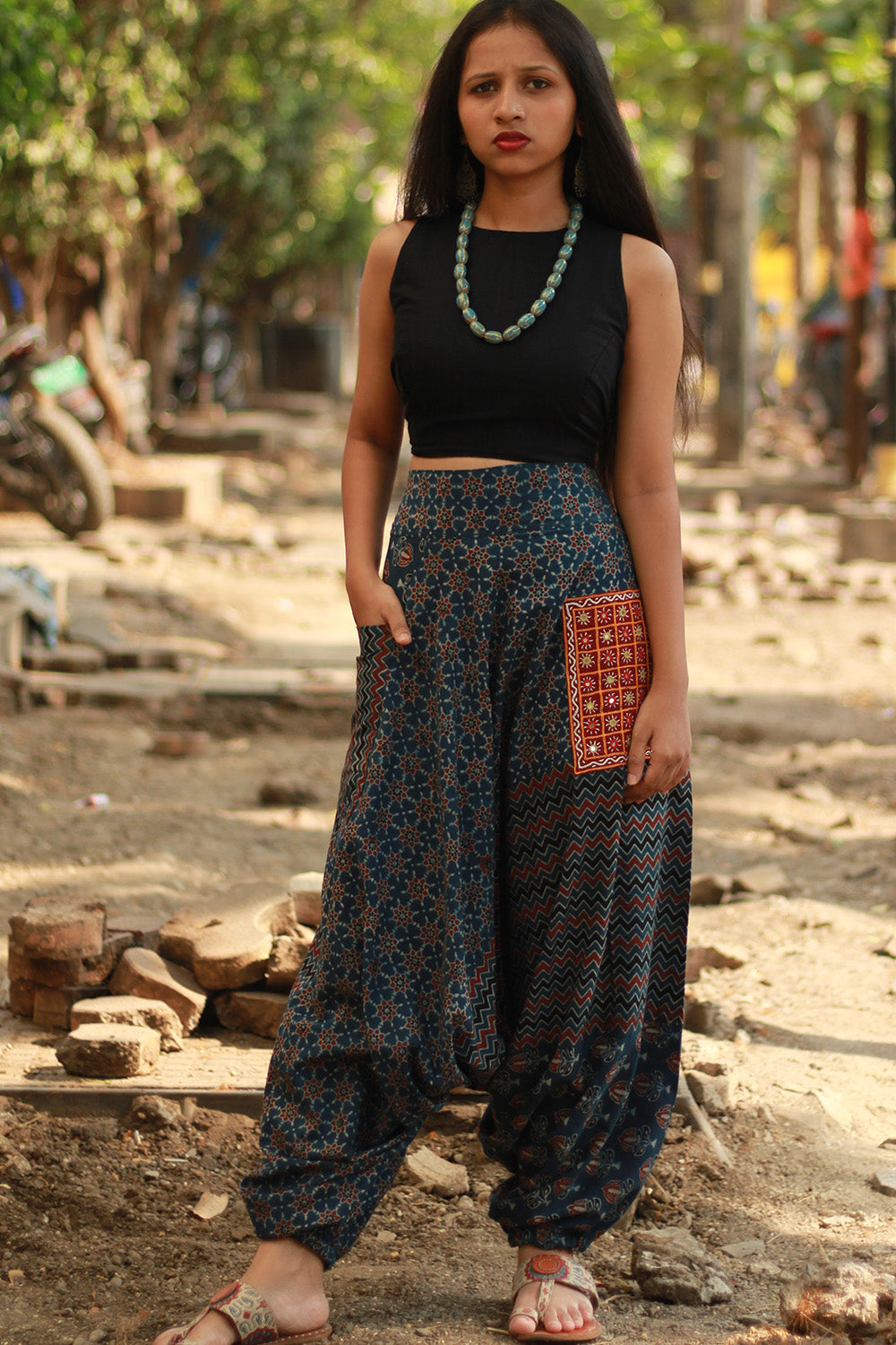 Wayfarer | Drop Crotch Pants | Blue Ajrakh Medley