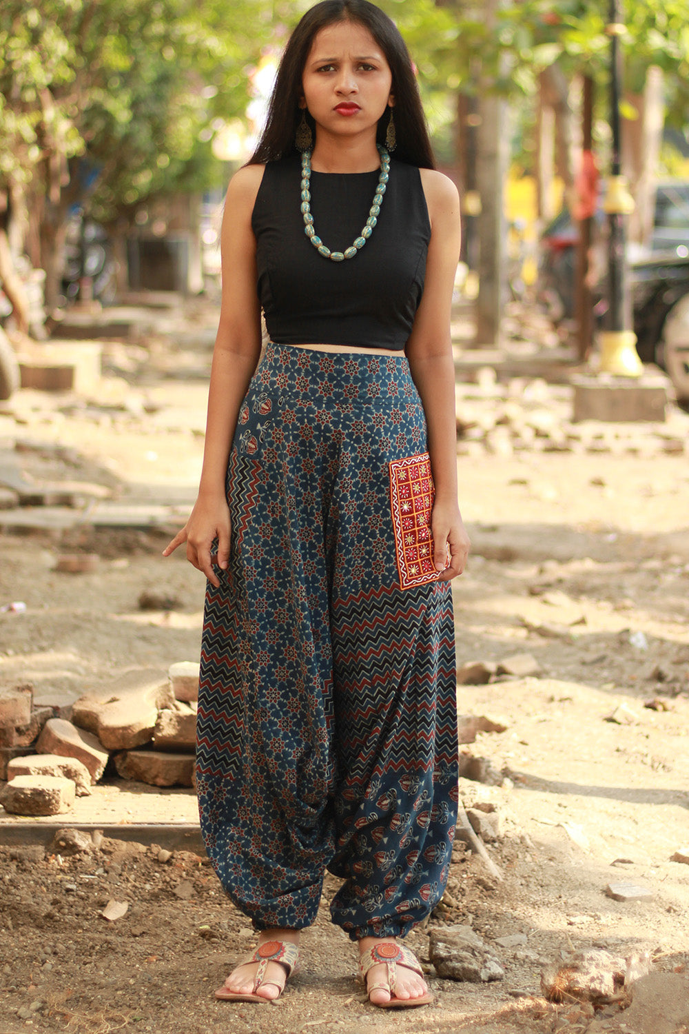 Wayfarer | Drop Crotch Pants | Blue Ajrakh Medley