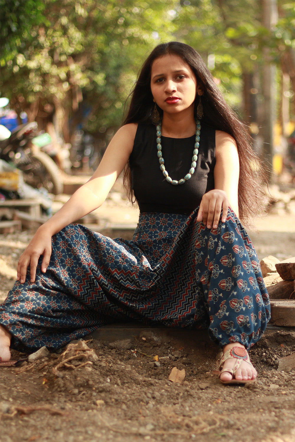 Wayfarer | Drop Crotch Pants | Blue Ajrakh Medley
