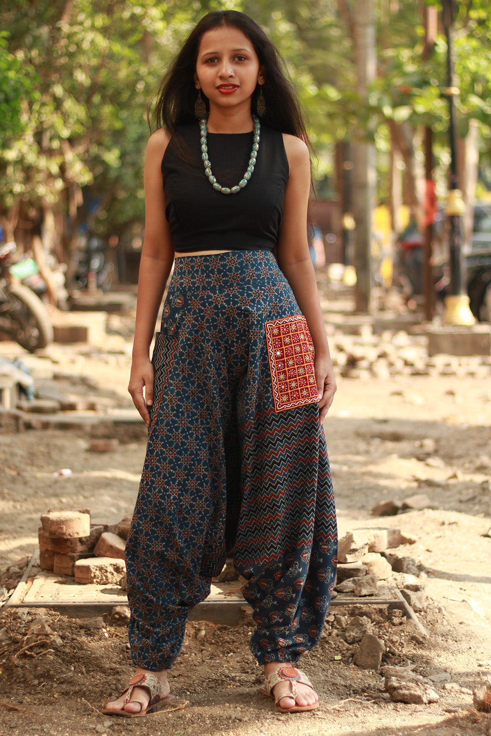 Wayfarer | Drop Crotch Pants | Blue Ajrakh Medley
