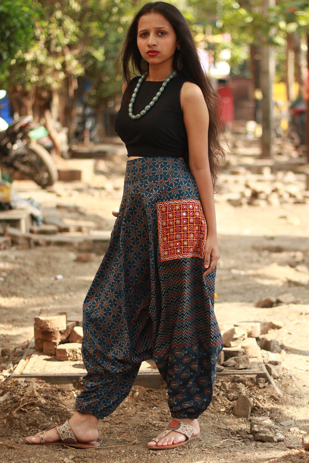 Wayfarer | Drop Crotch Pants | Blue Ajrakh Medley