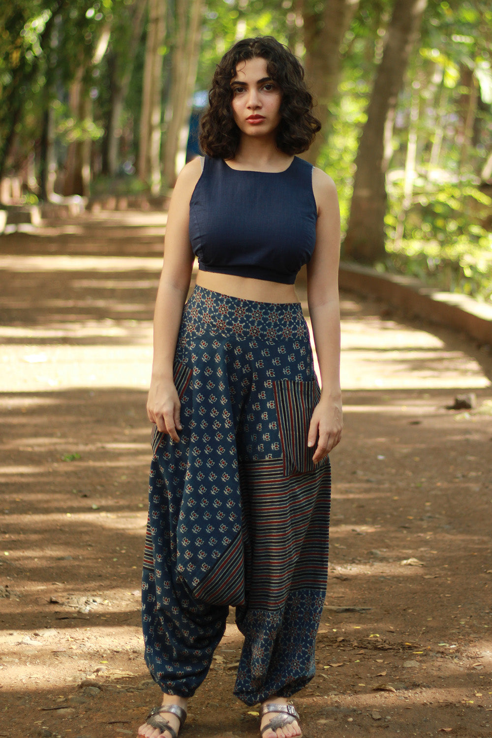 Wayfarer | Drop Crotch Pants | Blue Ajrakh Medley