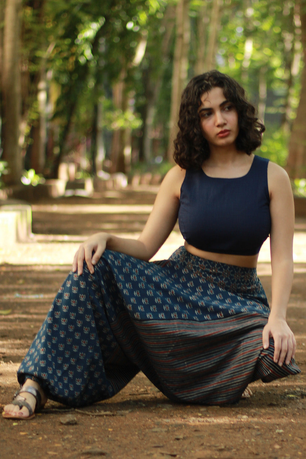 Wayfarer | Drop Crotch Pants | Blue Ajrakh Medley