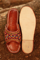 Leather Chappal | Embroidered | Brown | Size 41