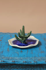 Mrudgandh | Ceramic Ring Holder Indigo Crackle Glaze