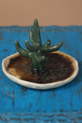 Mrudgandh | Ceramic Ring Holder Ochre Crackle Glaze