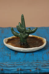 Mrudgandh | Ceramic Ring Holder Ochre Crackle Glaze