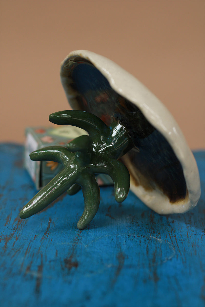 Mrudgandh | Ceramic Ring Holder Ochre Crackle Glaze