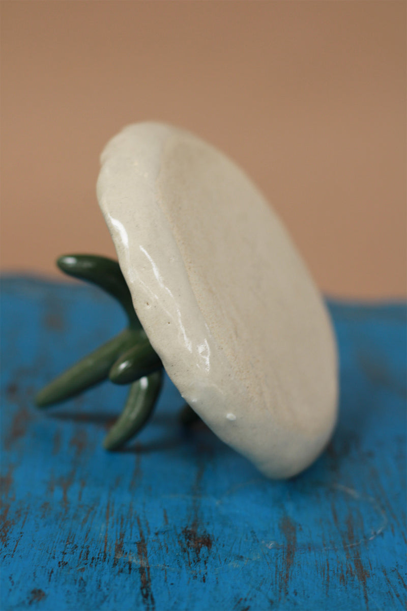 Mrudgandh | Ceramic Ring Holder Ochre Crackle Glaze