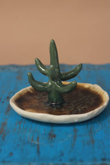 Mrudgandh | Ceramic Ring Holder Ochre Crackle Glaze