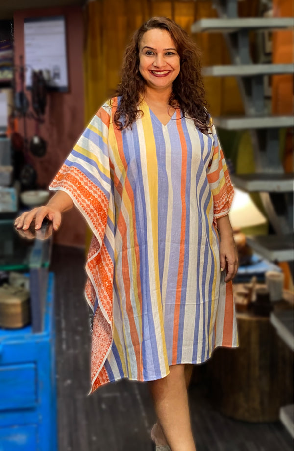 Sagarika |Cotton Kaftan Dress  | Boho Stripes