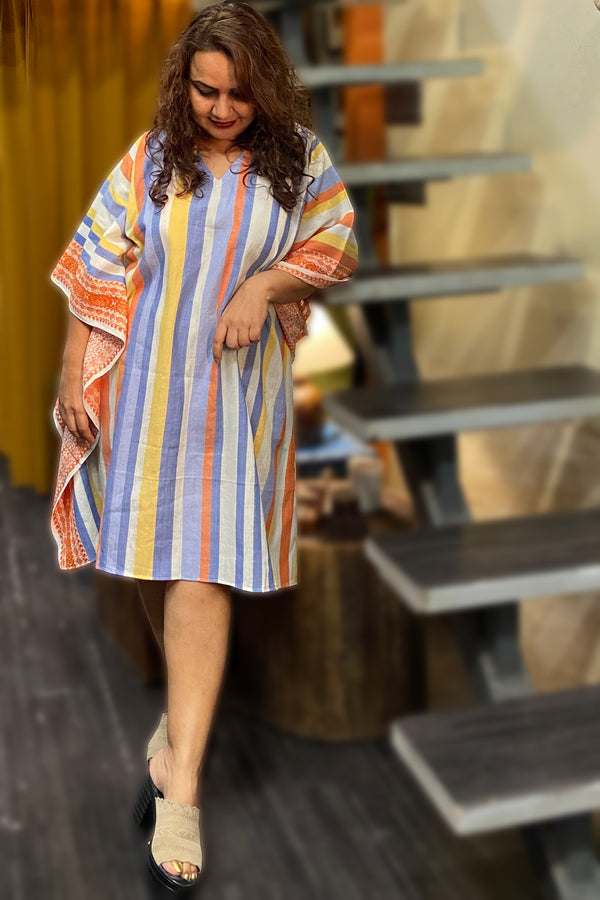 Sagarika |Cotton Kaftan Dress  | Boho Stripes