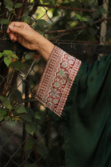 Banarasi Taarini | Collared Kaftan Top | Modal Silk | Green