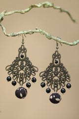 Nakshita | Classic Beaded Earrings | Noir Ajrakh