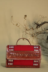 Kutchi Leather Box Bag | Leirum Phee Sling |  Red