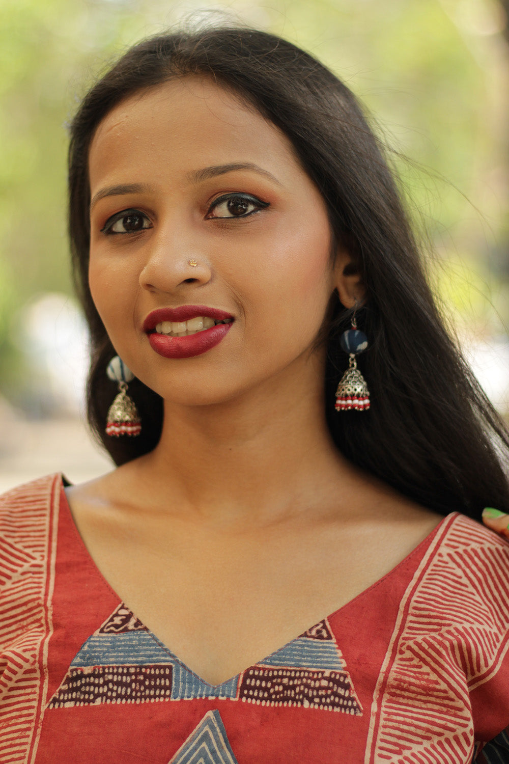 Nakhre | Potli Jhumka | Red & White