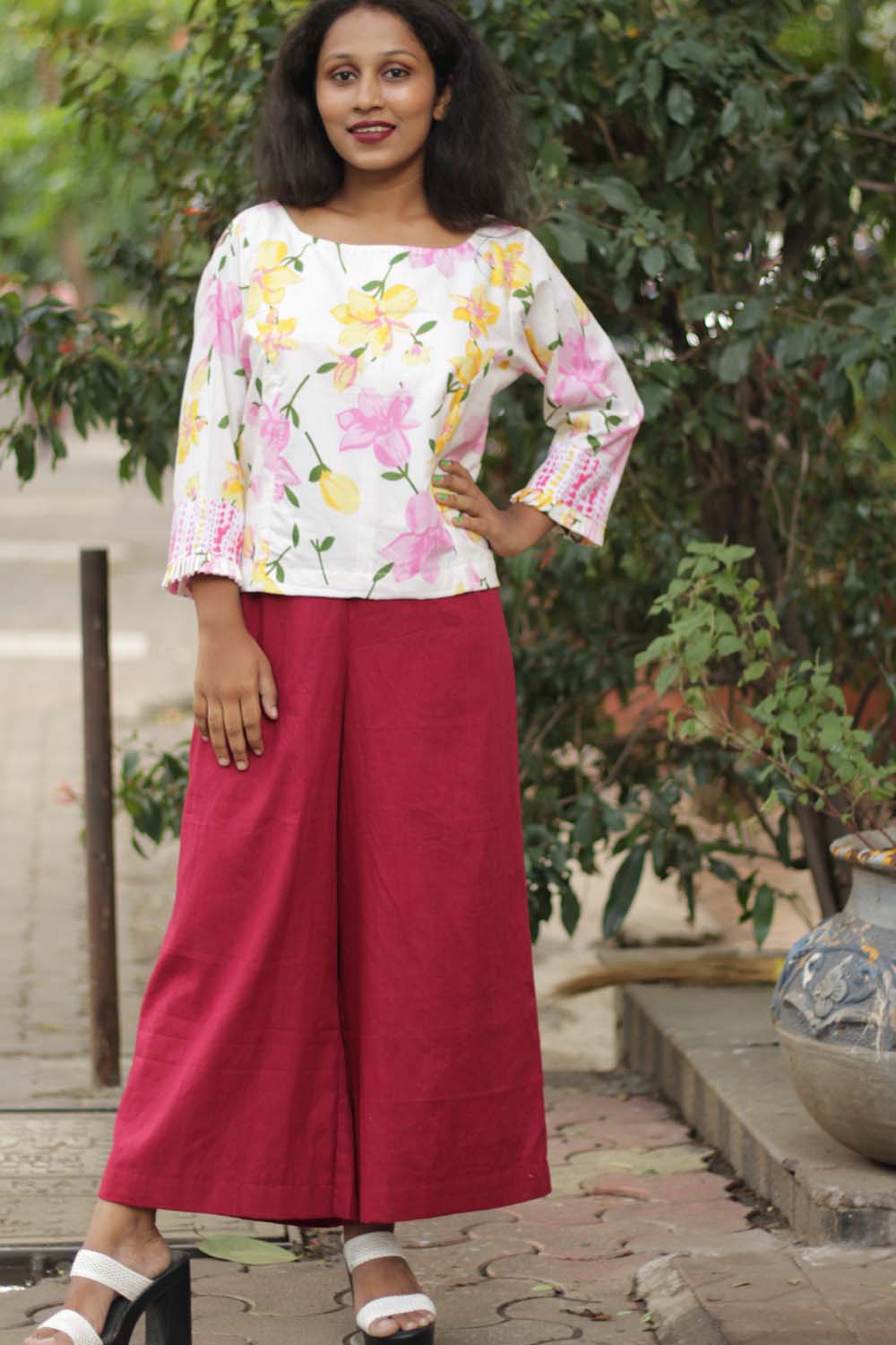 Saumya | Wide Leg Pants | Red