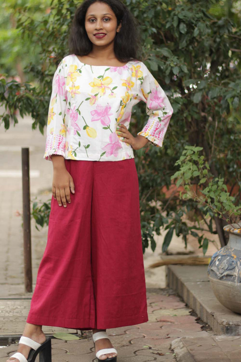 Saumya | Wide Leg Pants | Red