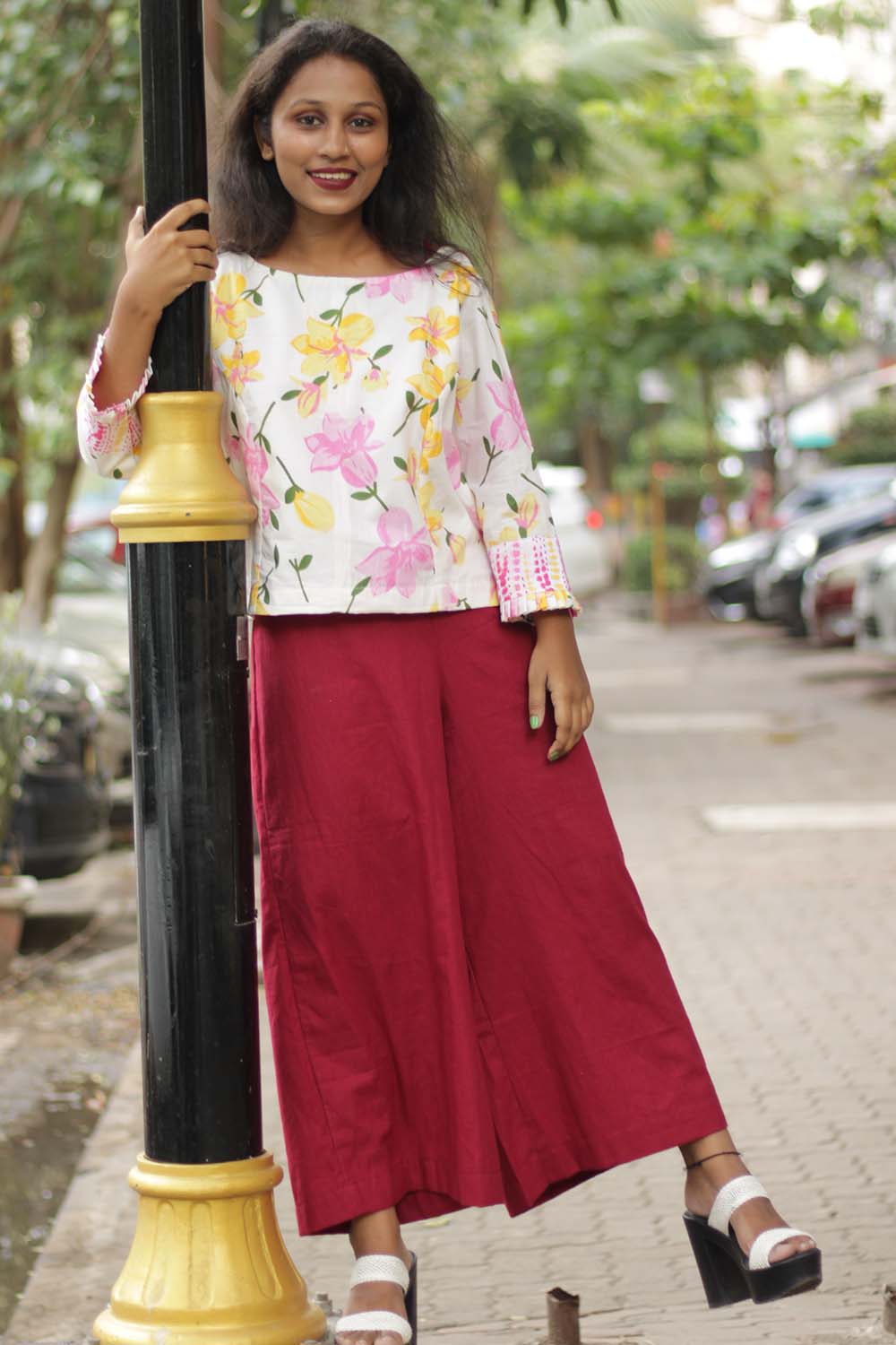 Saumya | Wide Leg Pants | Red