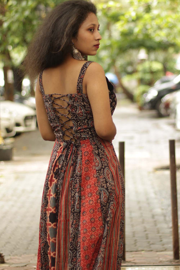 Tarangini | Long  Kali Dress | Red Ajrakh
