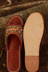 Leather Chappal | Embroidered | Brown | Size 42