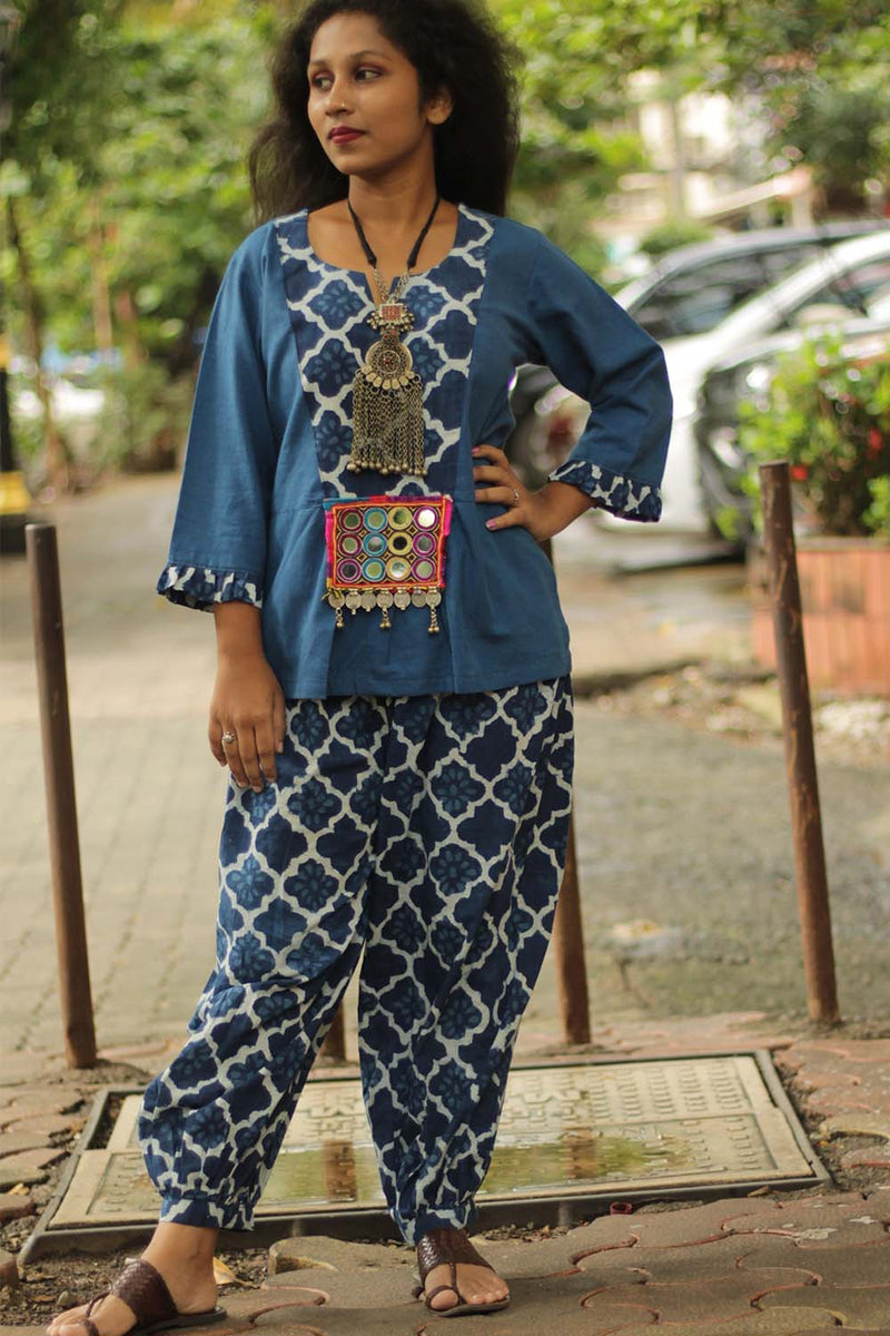 Afsana | Co-Ord Set with Mirrorwork | Indigo