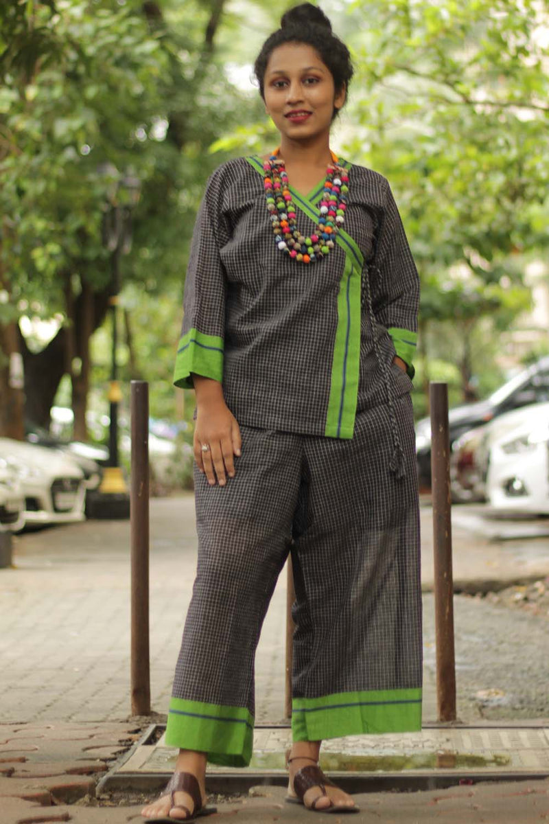 Vasundhara Syahi | Patteda Aanchu Co-Ord Set | Popat