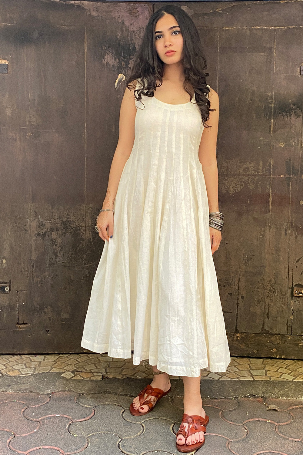 Alankrita | TeesKali  Anarkali Kurta/Dress  | Ivory Mul
