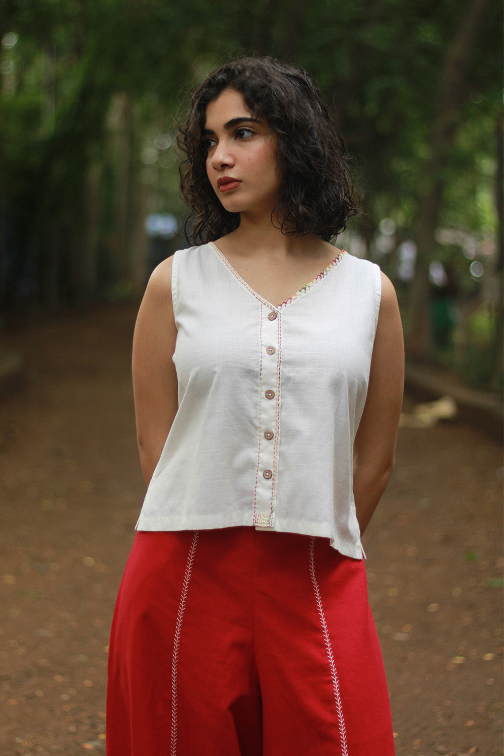 Embroidered Cotton Top | Ivory