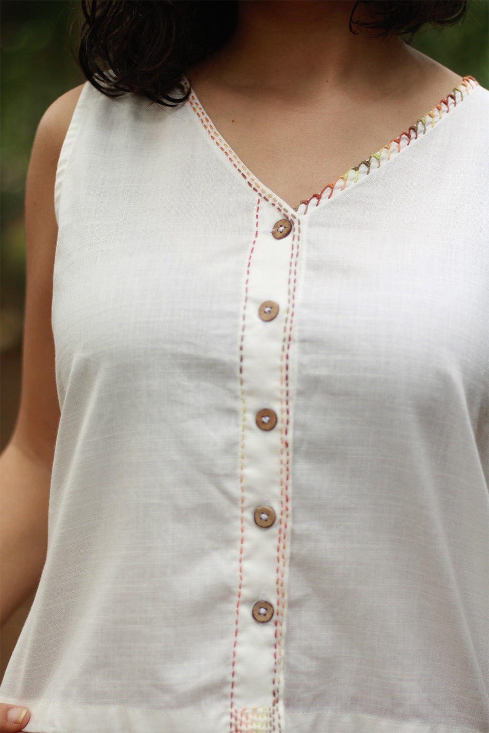 Embroidered Cotton Top | Ivory