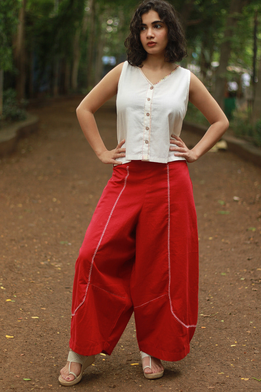 Musafir | Balloon Pants | Rouge with Embroidery