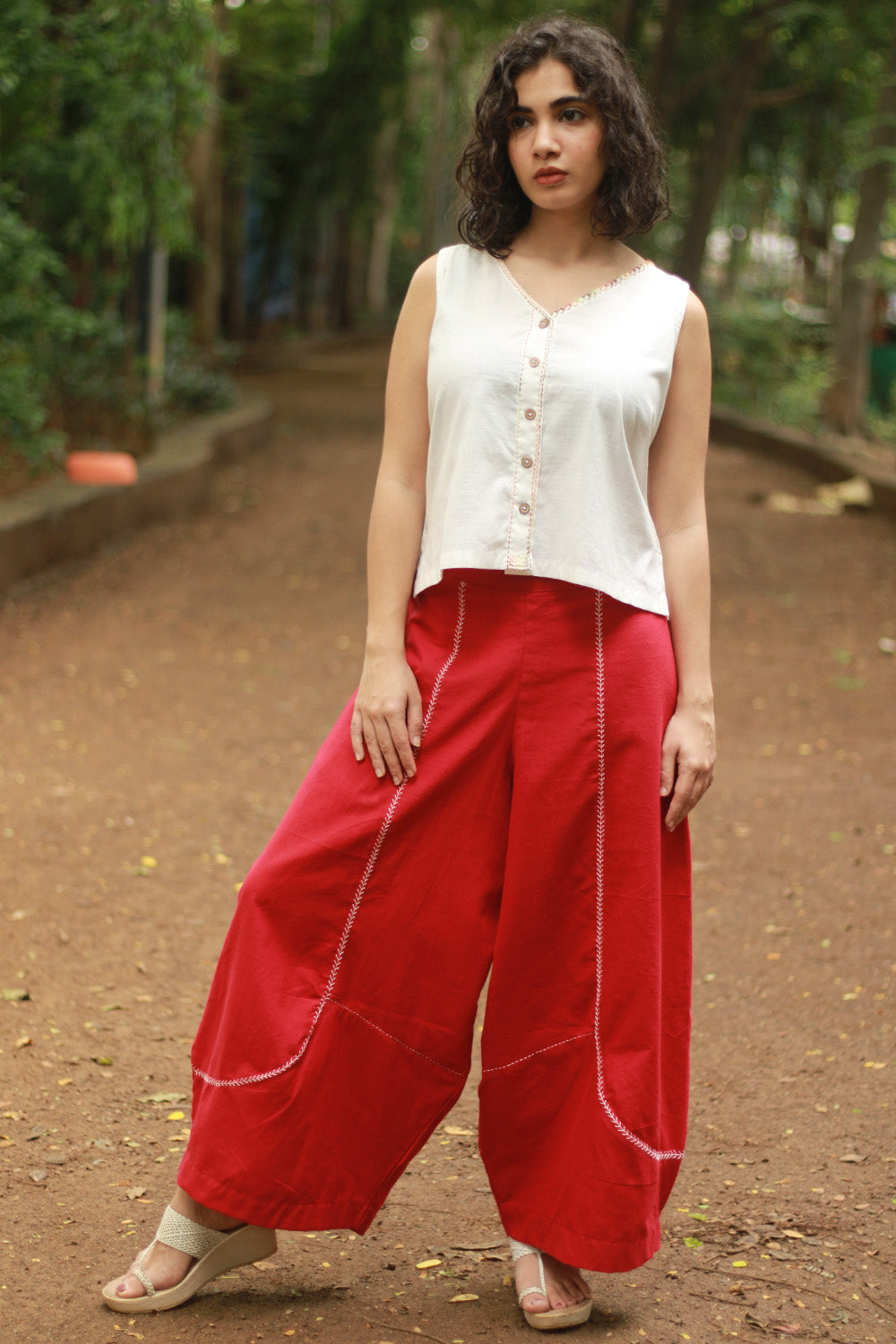 Musafir | Balloon Pants | Rouge with Embroidery
