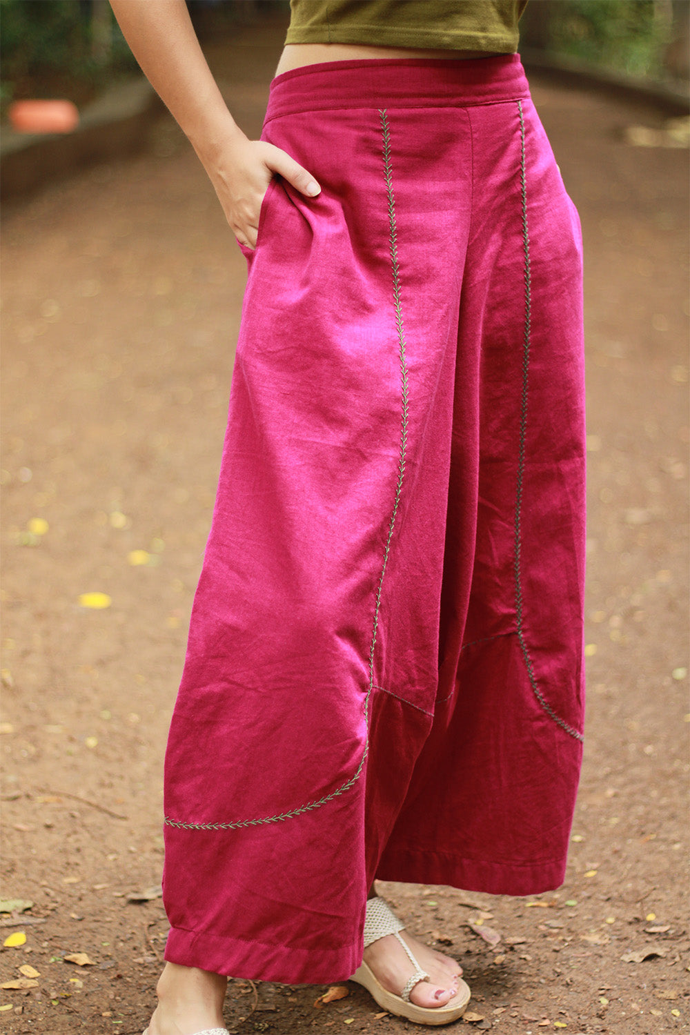 Musafir | Balloon Pants | Magenta with Embroidery