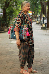 Shubhra | Dhoti Kurta Co-Ord Set | Trikon Ajrakh | Indigo