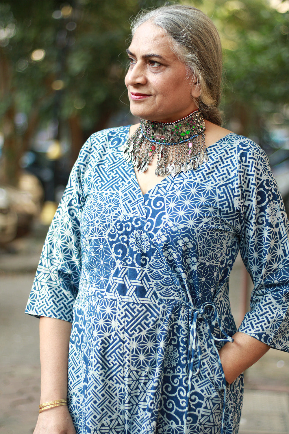 Anurima | Angarkha Style Jumpsuit | Indigo Mosaic