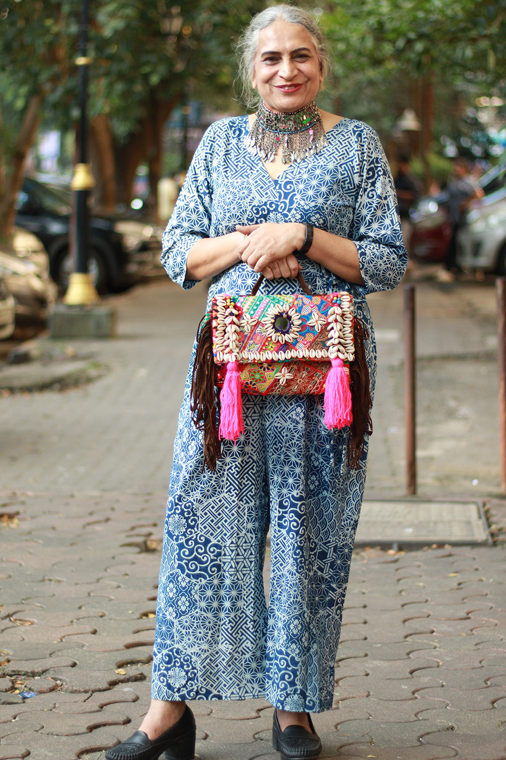 Anurima | Angarkha Style Jumpsuit | Indigo Mosaic