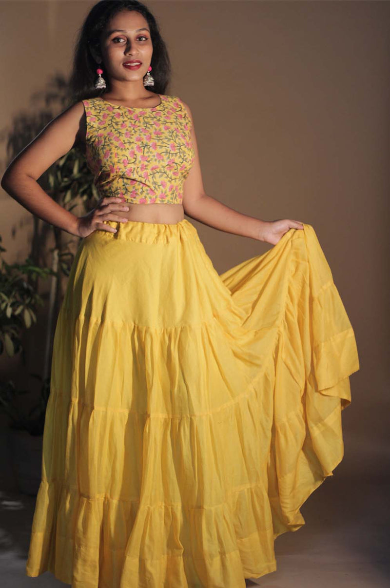 Ghumar | Mul Tiered Long Skirt | Soleil