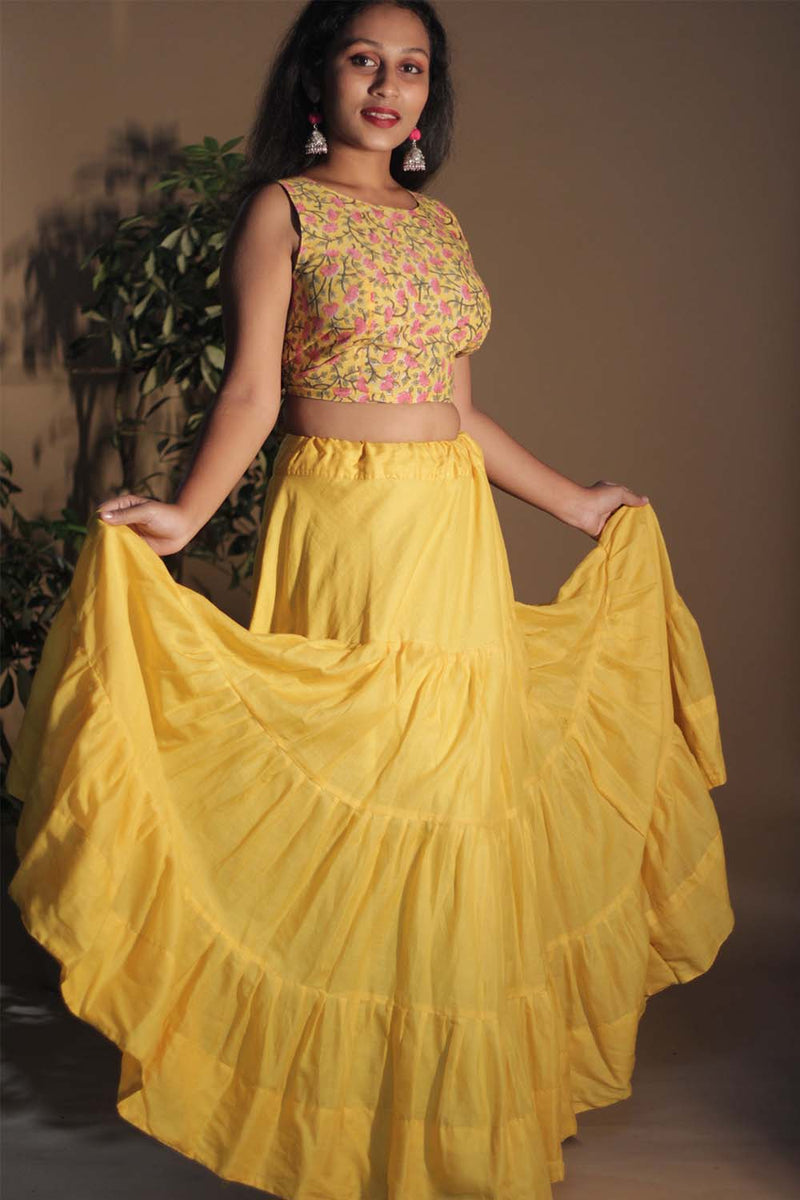 Ghumar | Mul Tiered Long Skirt | Soleil