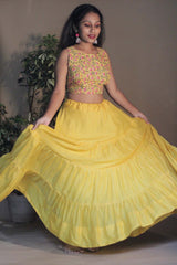 Ghumar | Mul Tiered Long Skirt | Soleil