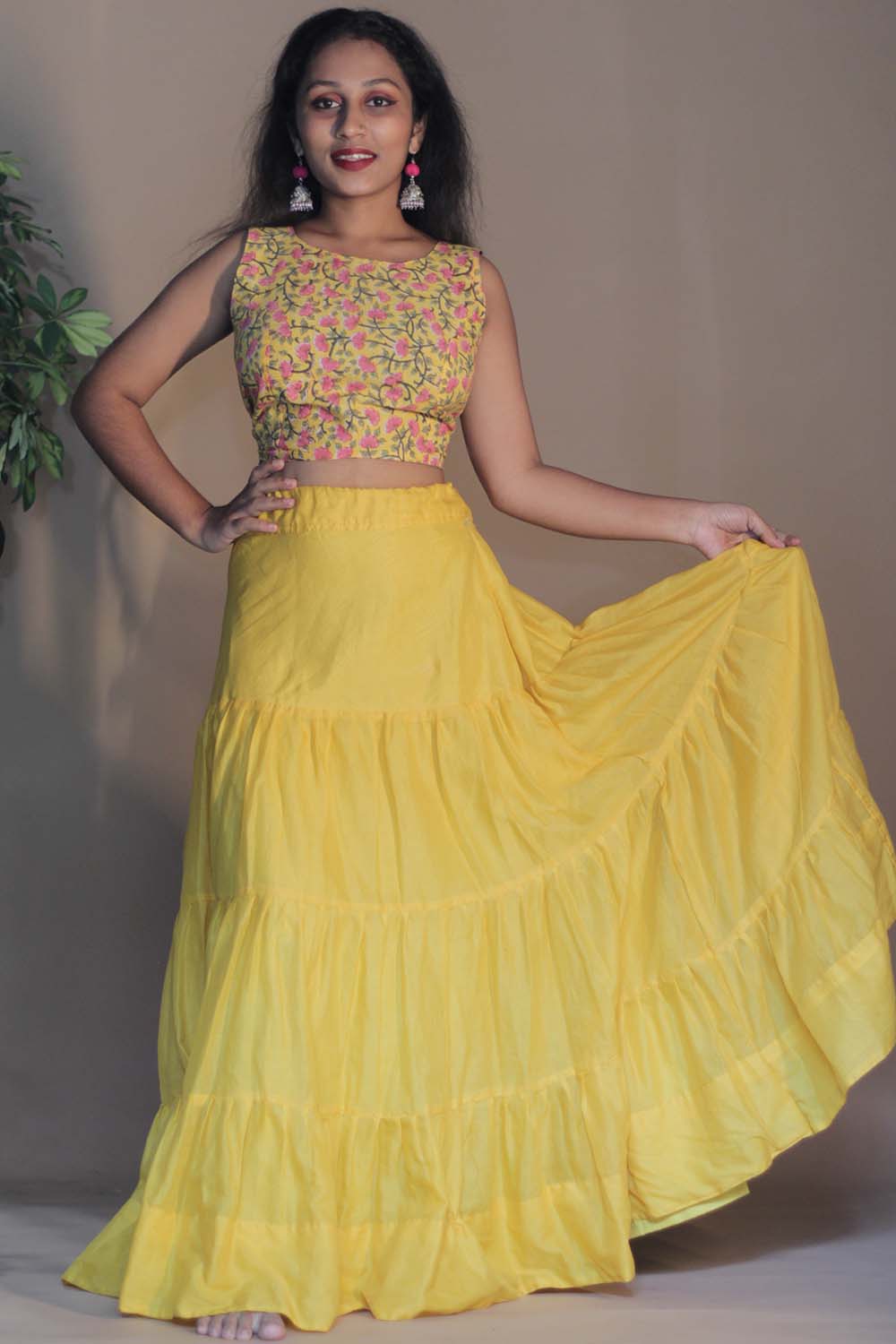 Ghumar | Mul Tiered Long Skirt | Soleil