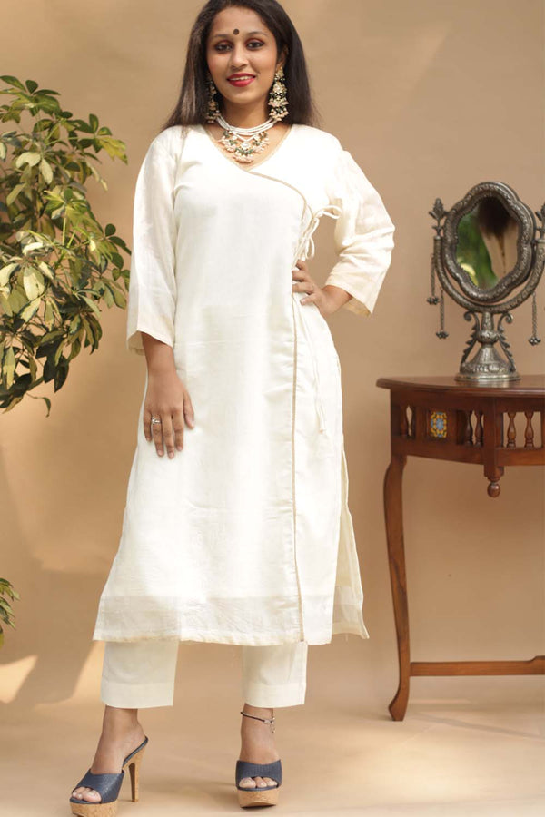 Abha | Angarkha Style Kurta | Banarasi Cotton